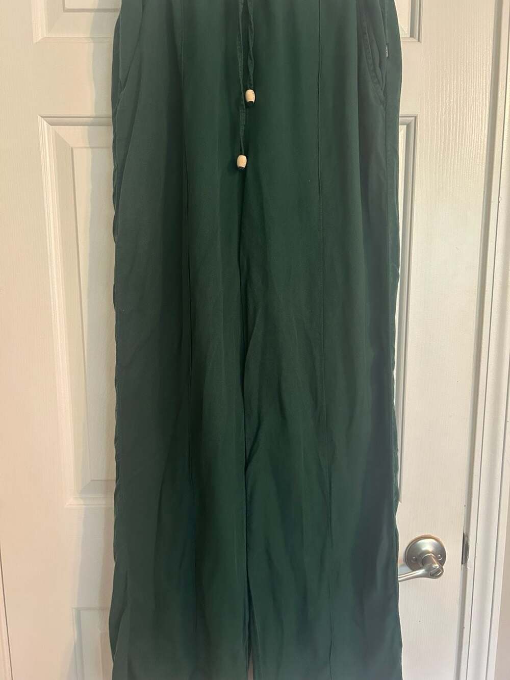 ATO Berlin Lissy Tencel Hemp Wide Leg Pants Dark Green Size L